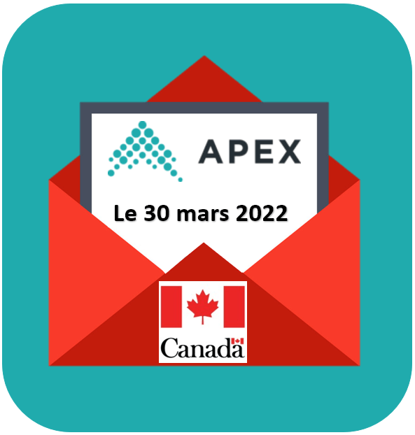 icône d'une enveloppe/courriel envoyé au gouvernement par l'APEX le 30 mars2022
