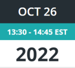 Calendar Image: Oct 26, 2022, 13:30-14:45 EST