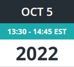 Calendar image: Oct 5, 2022 13:30-14:45 EST